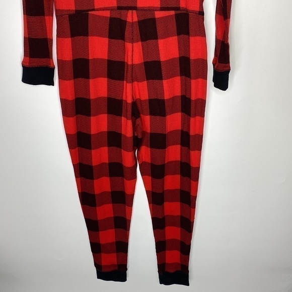 Old Navy Thermal Knit Red Black Plaid One Piece Pajama Large - Picture 7 of 9